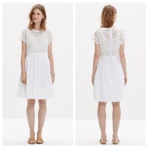 Madewell white aztec lace pleated bridal summer dress 6